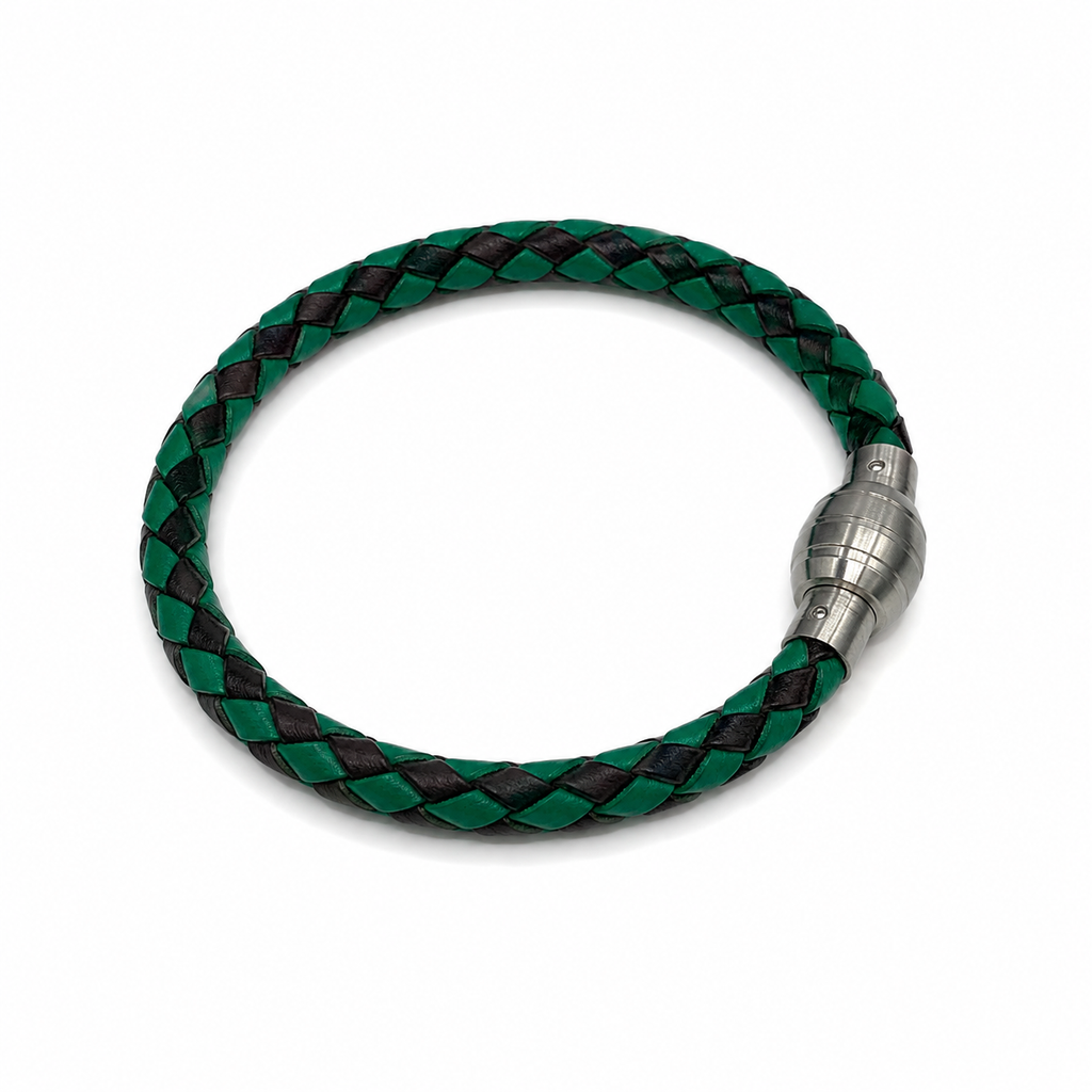 Interwoven Leather Pattern Bracelet with Magnet Screw Clasp
