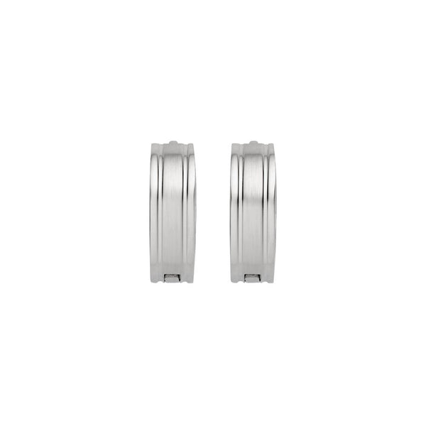 Men Earring -Stainless Steel Matte & Shiny Huggies