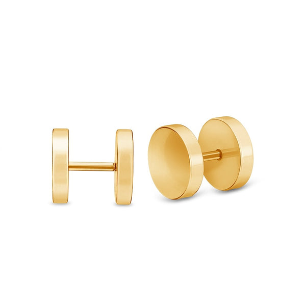 Men Earring - Gold Stainless Steel Circle Studs