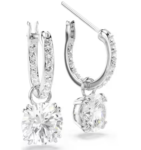 Stilla: Pave White Round Cut Drop Earrings - 3 colours