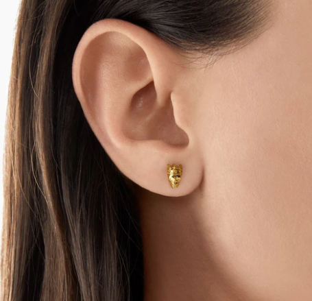 Rebel Skull Crown Gold Stud Earrings