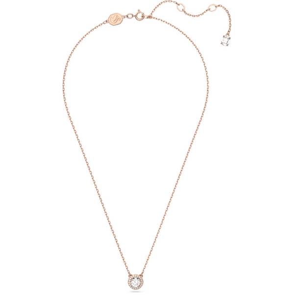 Una Angelic: Pave White Round Cuts Rosegold Necklace/Bracelet/Earring