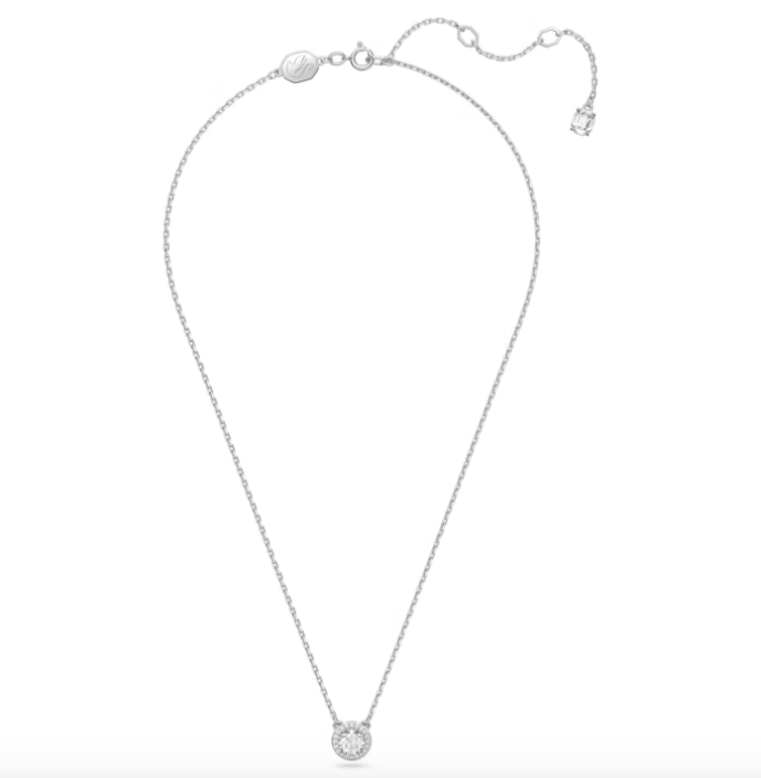 Una Angelic: Pave White Round Cut Silver Necklace & Earring