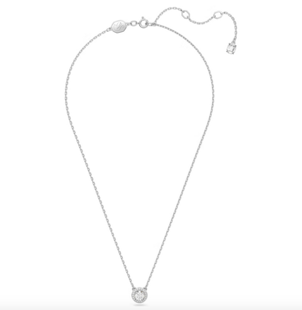 Una Angelic: Pave White Round Cut Silver Necklace & Earring