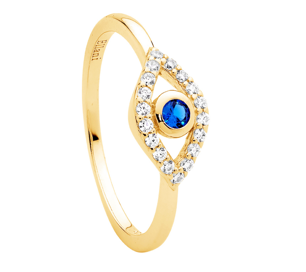 Ring - Silver Blue CZ Bezel Evil Eye - Different Sizes