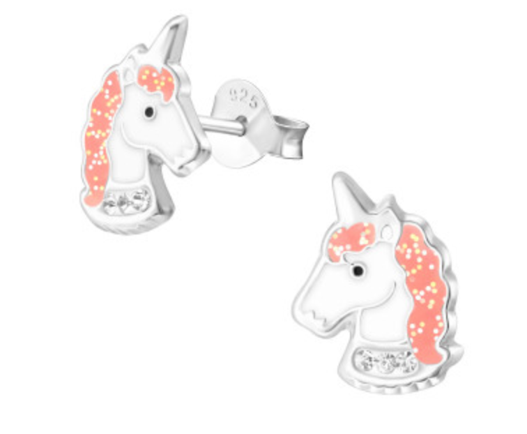 Kids Unicorn Face Earrings with Glitter- 2 variants