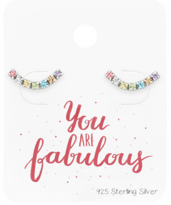 Curved with crystals kids stud earrings