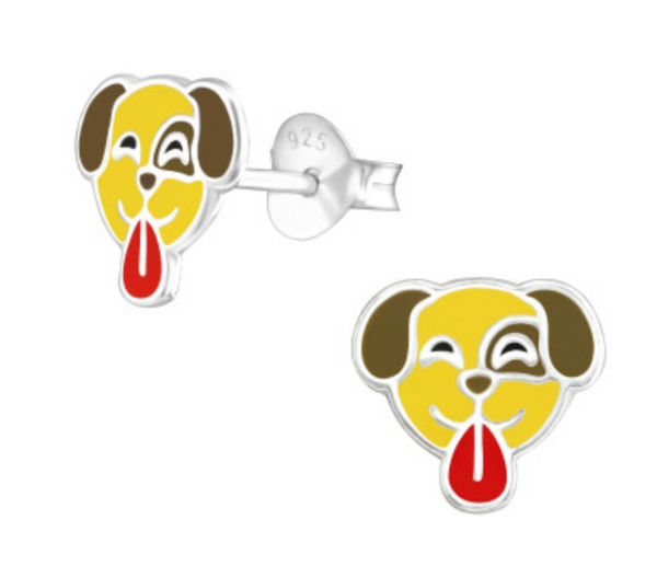 Kids Dog Face Silver Stud Earrings