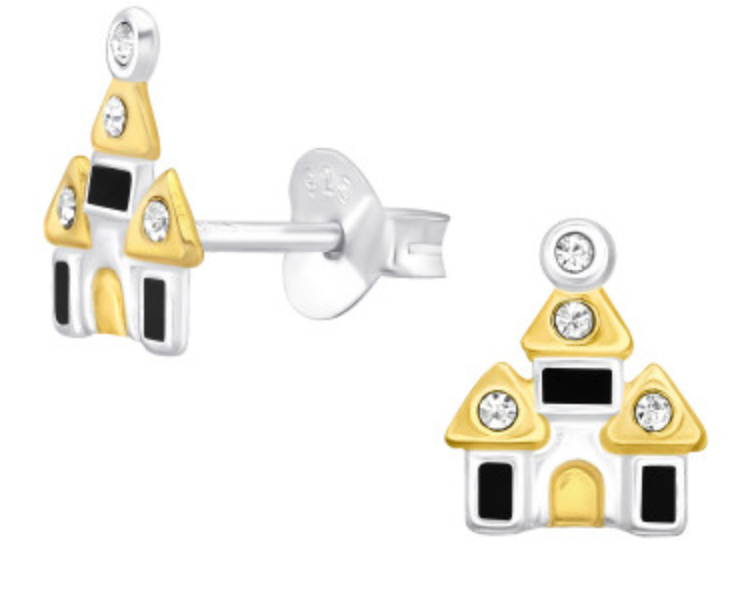 Kids Gold castle stud earrings