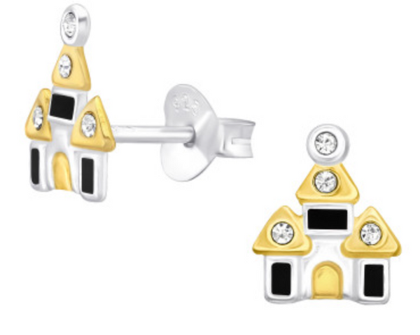 Kids Gold Castle Stud Earrings