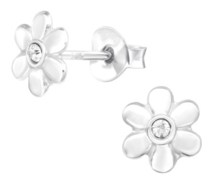 Kids Silver flower stud earrings