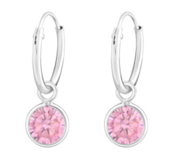 Kids Cubic Zirconia Hoop Earrings - 2 colours