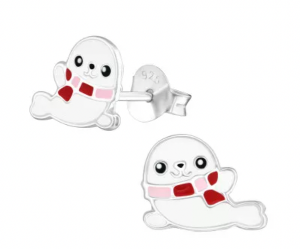 Kids Seal Silver Stud Earrings