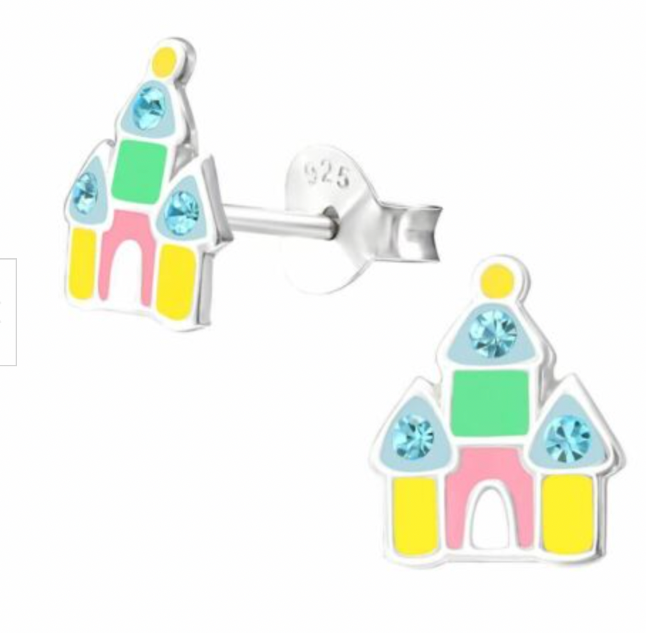 Kids Multicoloured Castle Stud Earring