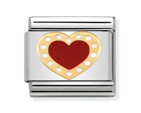 Love - Red Heart w/ White Dots Gold Charm