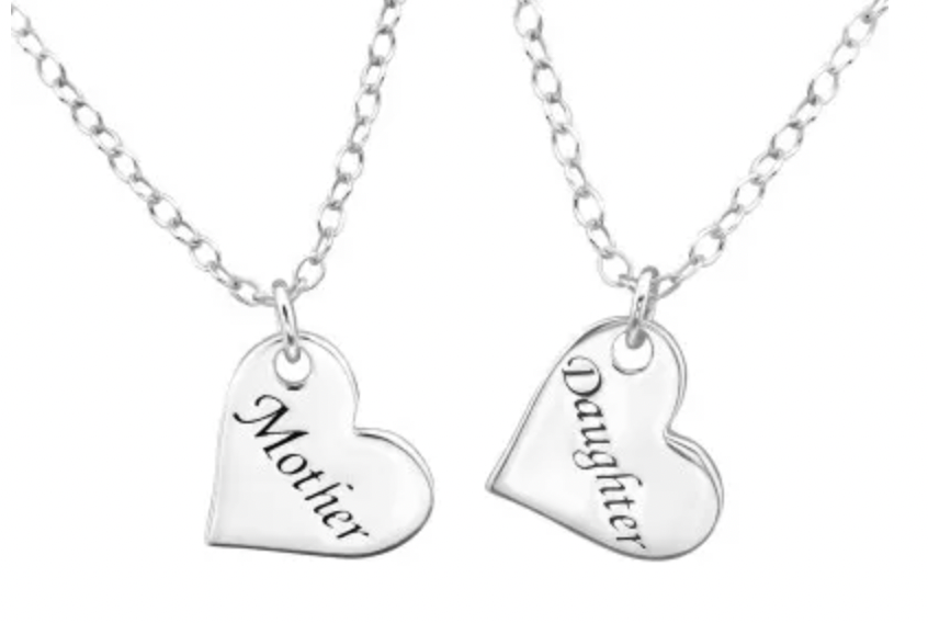 Mother and Daughter Silver Necklace