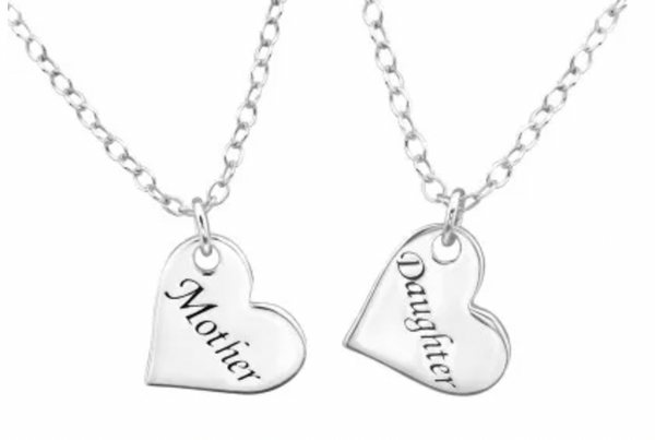 Mother and Daughter Silver Necklace