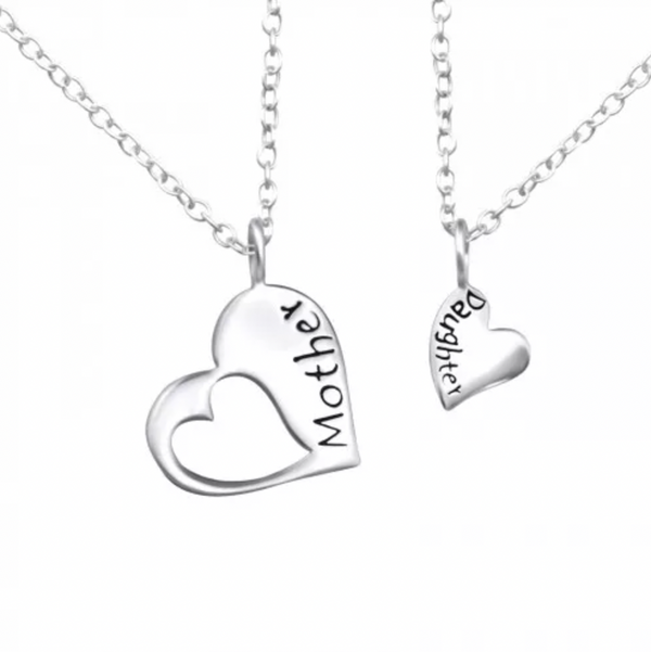 Matching Mother and Daughter Silver Necklace Set