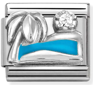 Nature - Palm Beach and Ocean with CZ Silver Charm