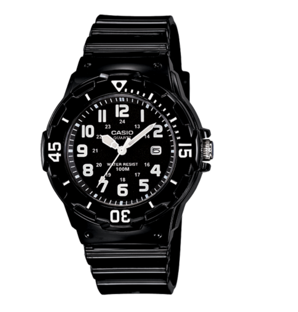 Casio Driver Look Analog Black Resin, Black Face, White Number Watch