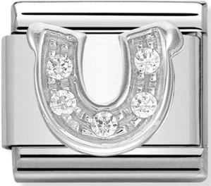 Symbols - HorseShoe with CZ Silver Charm