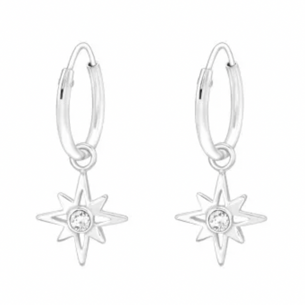 Kids Hanging Northern Star Silver Hoop Earring