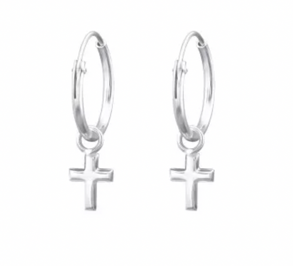 Kids Cross Hoop Earrings