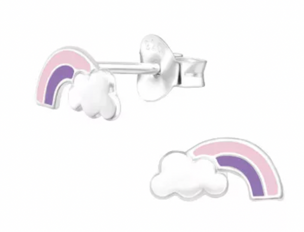 Kids Purple/Pink Rainbow Enamel Earring