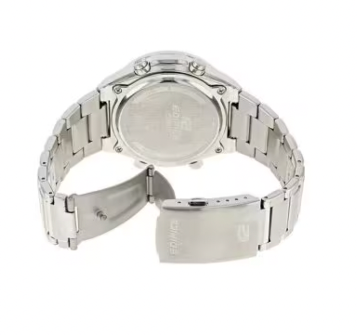 Casio Edifice Chrono W/Time/S/W Black Face, S/Steel Band