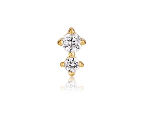 Ear Edit - Double CZ Barbell Single Stud - 2 colours