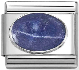Hard Stone - Soldalite Matte Stone Silver Charm