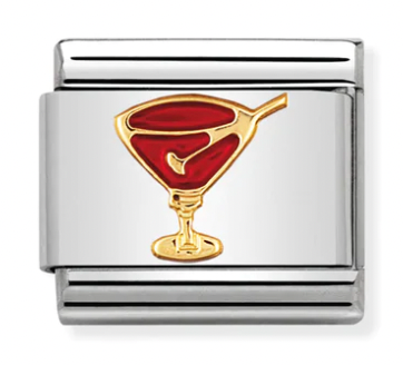 Red Cocktail Glass Gold Charm