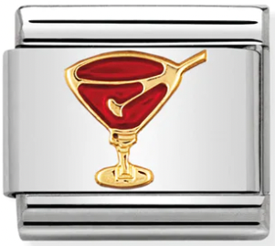 Food & Drinks - Red Cocktail Glass Gold Charm
