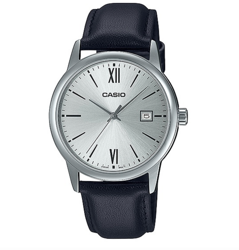 Casio Gents Analogue Silver Face/ Black Band Watch