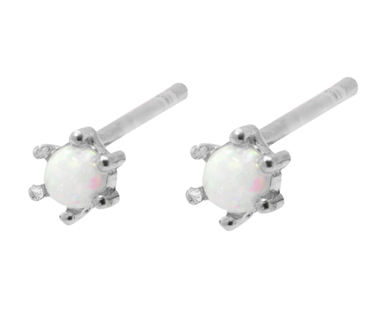 White Opalite Silver Stud Earrings