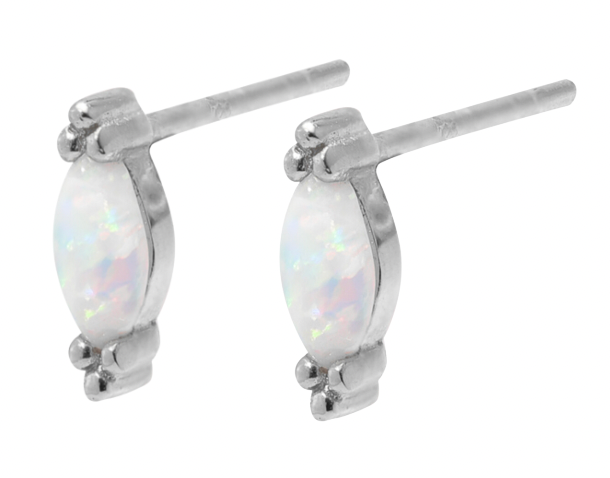 White Opalite Oval Stud Earrings