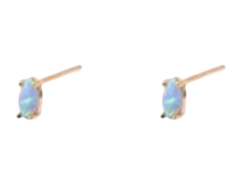 Blue Oval Opalite YGP Stud Earring