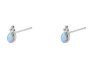 Blue Teardrop Opalite Silver Stud Earrings