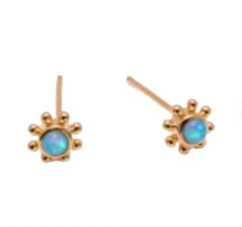 Ear stud flower gold blue