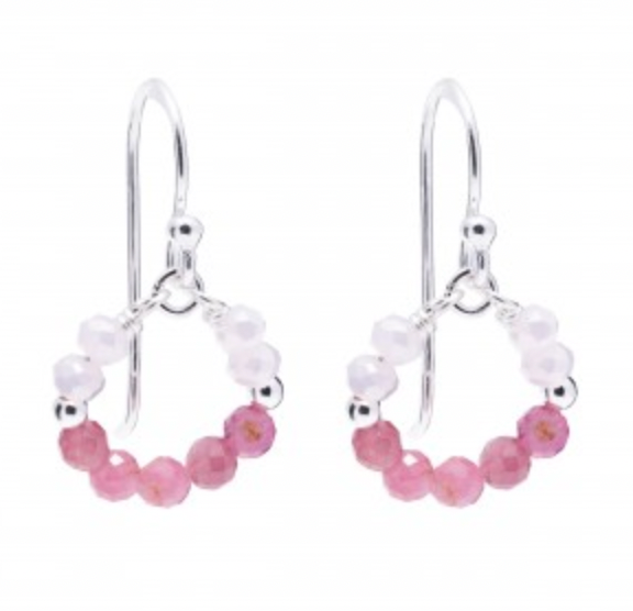 Pink Coloured CZ Hoop Earring