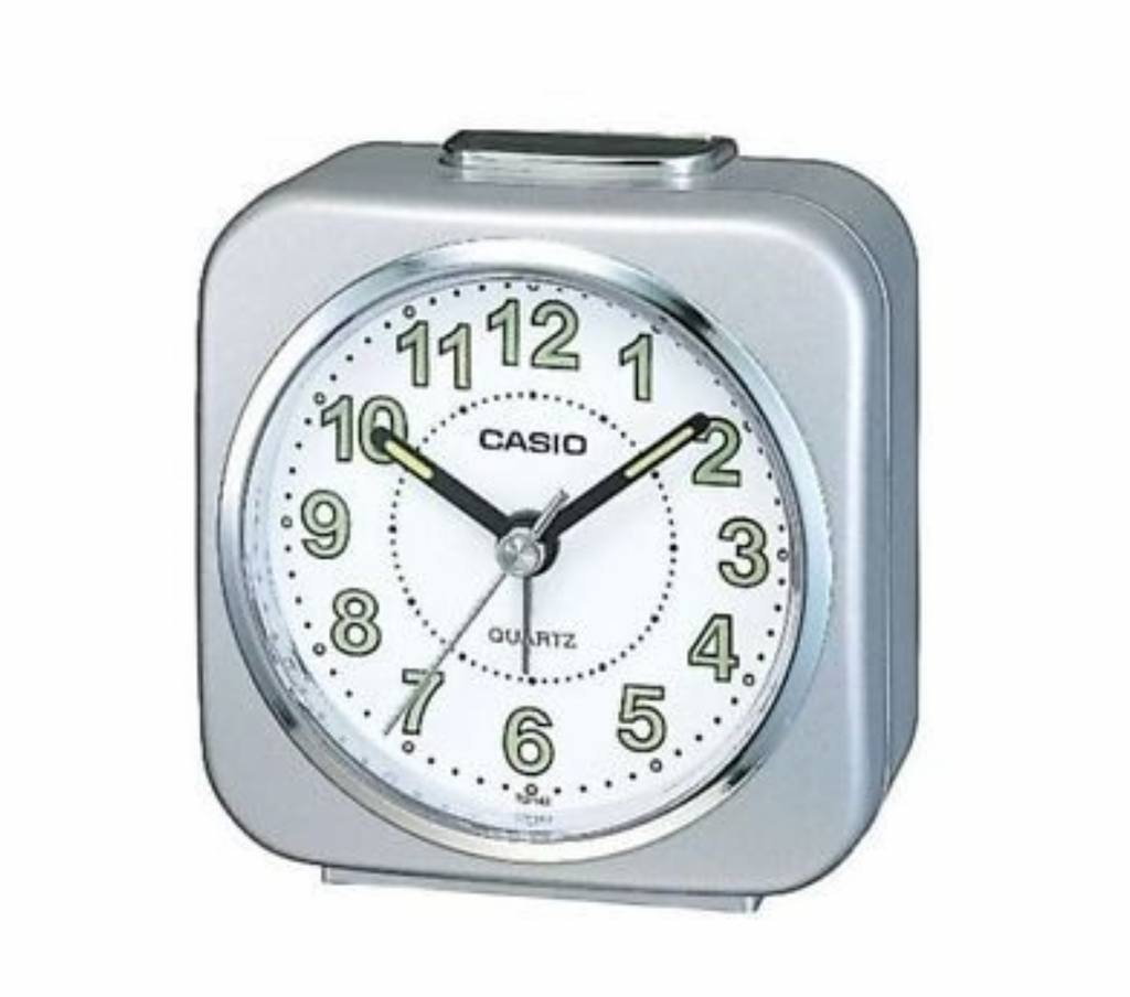 Casio Traveller's Analog Clock, Light, Alarm, SNOOZE FUNCTION, White Face - 3 colours