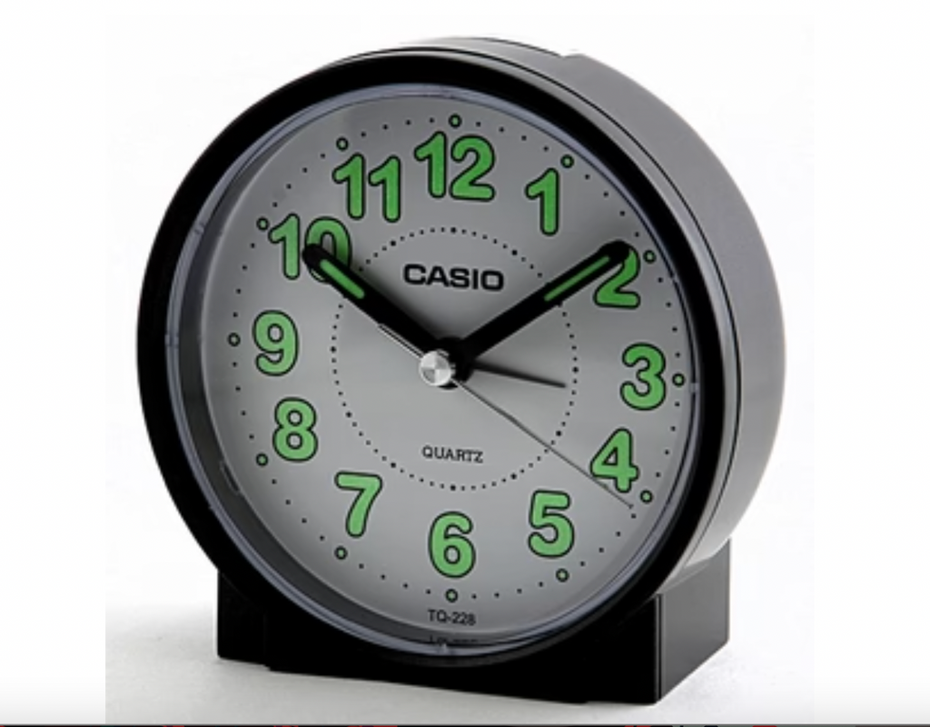 Casio Analog Clock Round Beeper Sound Alarm, White Face - 2 colours available