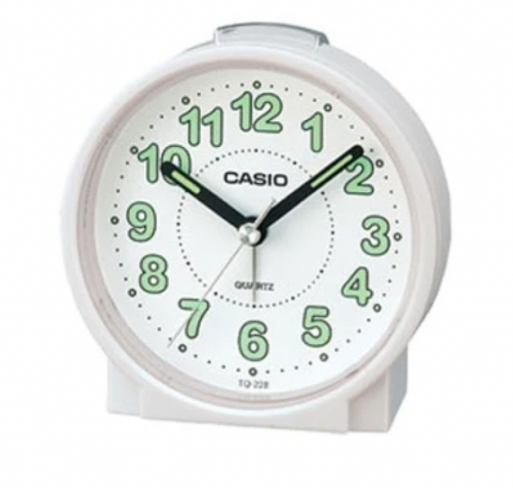 Casio Analog Clock Round Beeper Sound Alarm, White Face - 2 colours