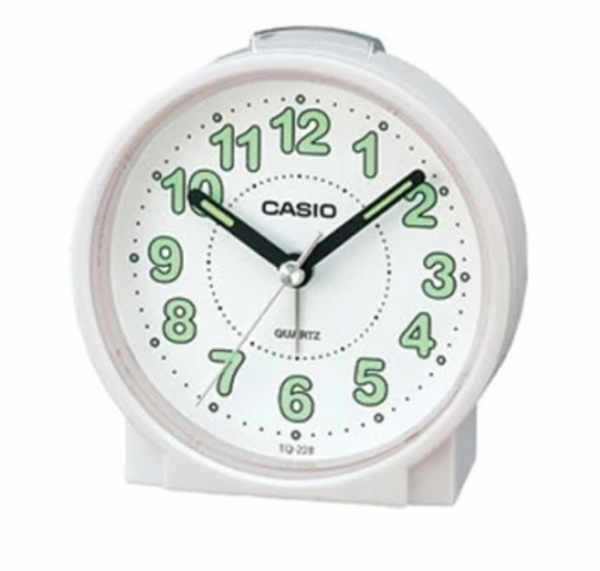 Casio Analog Clock Round Beeper Sound Alarm, White Face - 2 colours