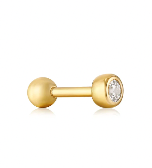 Ear Edit - Sparkle Bezel Barbell Single Earrings - 2 colours