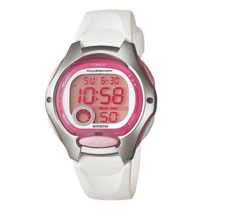 Casio Ladies Digital S/Steel, RIM White Resin Watch