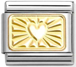 Etched Symbols - Diamond Heart Gold Charm