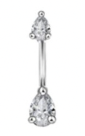 Crystal Teardrop Belly Bar