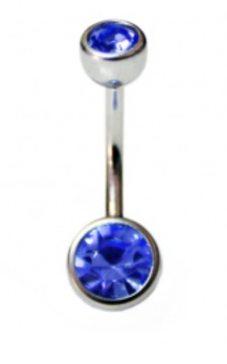 Double Jewelled Crystal Belly Bar - 6 colours available