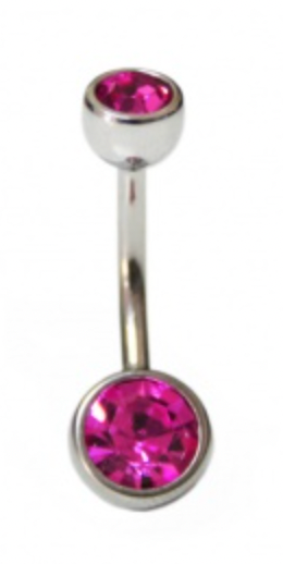 Double Jewelled Crystal Belly Bar - 2 colours